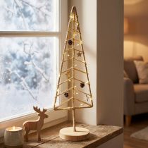 Artículo Adorno para árbol de Navidad con base madera metal natural 18x12x51cm