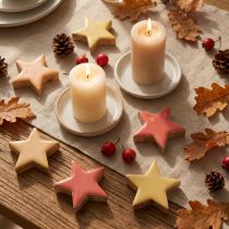 Artículo Decoración dispersa estrellas de madera estrellas madera de mango amarillo albaricoque 5cm 12 piezas