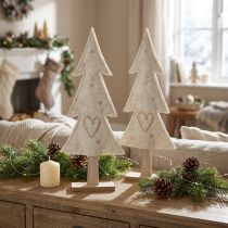 Artículo Adorno de fieltro para árbol de Navidad con corazón beige crema Al. 35 cm 2 piezas