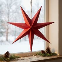 Artículo Adorno colgante en forma de estrella hecho de papel con cordón de yute, 75 cm