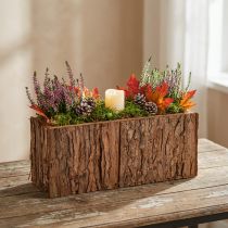 Artículo Macetero rectangular de madera, jardinera de corteza de pino, 27×10 cm