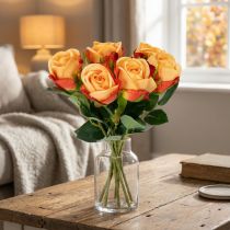 Artículo Arreglo de rosas artificiales, un elemento destacado atemporal en cualquier interior para una decoración de buen gusto, 44 cm, 6 piezas