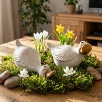 Artículo Figura decorativa de pato de cerámica, ideal para dar un toque especial a la sala de estar, 13 cm, 2 unidades.