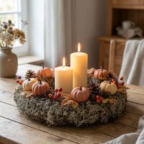 Artículo Corona de musgo natural gris Ø30cm - Corona decorativa para mesa y puerta, decoración de otoño y Navidad