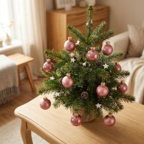 Artículo Mini bolas navideñas de cristal rosa antiguo Ø2,5cm 22 uds