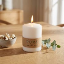 Artículo Vela de pilar PURE Nature, vela natural sostenible hecha de estearina y cera de colza 90/70mm