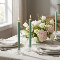 Artículo Velas cónicas verdes macizas, 22×240 mm, 12 unidades