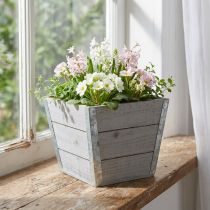 Artículo Jardinera de madera macetero shabby chic gris 19x19x15,5cm