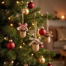 Artículo Decoración navideña colgante navideño de madera de bellota decorativa 5cm 12 piezas