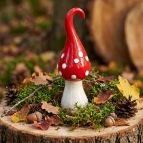 Artículo Deco Fly Agaric Ceramic Deco Mushroom Red White Ø6.5cm H21cm