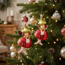 Artículo Princesa rana, adornos para árboles de Navidad, adornos de cuento de hadas, colgantes para árboles, vidrio real H14cm 2pcs