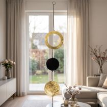Artículo Decoración de ventana colgante con círculos y discos, moderna para cualquier diseño de habitación, 80 cm