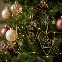 Artículo Decoraciones para árboles de Navidad corazón corazones de metal decoración dorado 12cm 6 piezas