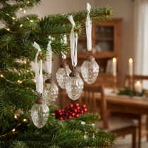 Artículo Adornos navideños perchas decorativas de vidrio conos de vidrio 3×4,5cm 12 piezas