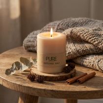 Artículo Vela de pilar PURE Velas Wenzel beige Marrón claro 90/70 mm