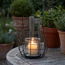 Artículo Farol de jardín con portavelas de cristal, negro, Ø20cm, H18,5cm