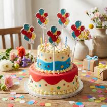 Artículo Globos decorativos para decoración de tarta con ramo de flores, coloridos, 26 cm, 15 unidades