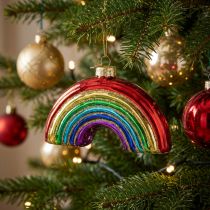 Artículo Adorno de arcoíris de cristal: decoración festiva para el árbol de Navidad con colores brillantes