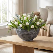 Artículo Cuenco decorativo redondo para plantas gris negro Ø40cm H19,5cm