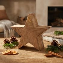 Artículo Decoración de madera decoración de estrellas decoración de mesa de madera de mango natural Ø20cm