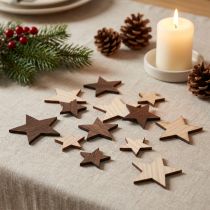Artículo Estrellas navideñas decorativas marrón natural Ø3,5–5,5cm 48 piezas