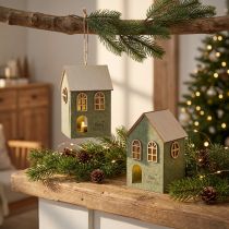 Artículo Adorno navideño de fieltro con luces LED verdes (juego de 2 piezas)