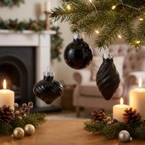 Artículo Mini bolas de árbol de Navidad cristal cebolla negro Ø3cm 9uds