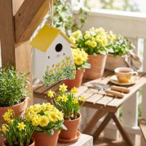 Artículo Casita para pájaros decorativa con estampado floral para uso en interiores y balcones, 21 cm