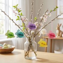 Artículo Conejitos de Pascua en forma de panal Conejitos sentados para colgar 7x4,5x6cm 5 piezas
