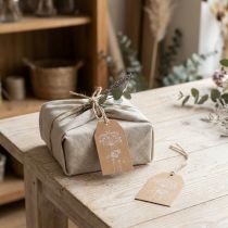 Artículo Etiquetas de regalo papel flores marrones 8×5cm 24uds