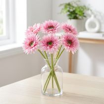 Artículo Flores artificiales de gerbera para jardín, color rosa, 47 cm, 6 unidades