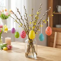 Artículo Huevos de Pascua para colgar, colores surtidos, 6cm, 12 piezas