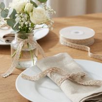 Artículo Cinta decorativa cinta de joyería cinta de encaje de ganchillo beige W12mm L20m