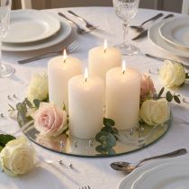 Artículo Velas de pilar de color sólido, blancas, 70 x 100 mm, juego de 4, decoración de bodas, premium