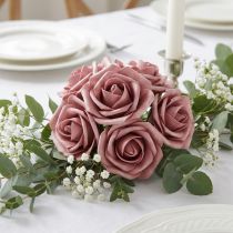 Artículo Rosa de espuma Ø7,5cm rosa viejo 18 piezas
