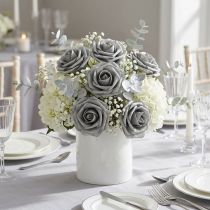 Artículo Rosa de espuma Ø6cm gris 27 piezas