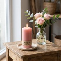 Artículo Vela decorativa PURE 130/60 vela decorativa rosa cera natural