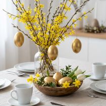 Artículo Huevos de ganso dorados soplados huevos decoración de Pascua 10 piezas