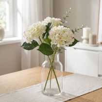 Artículo Hortensia, flor de seda, flor artificial para decoración de mesa blanco, verde L44cm