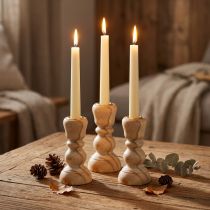 Artículo Candelero de madera torneado casa de campo H11cm 3pcs