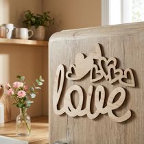 Artículo Corazones "Love" decoración de madera natural con imán rótulo decorativo 20,5/25cm 6 piezas