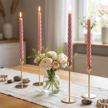 Artículo Velas rústicas velas de palo teñidas de rosa 350/28mm 4 piezas