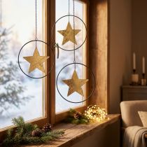 Artículo Colgante estrella decoración navideña dorado negro 12,5cm 3ud