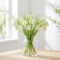 Artículo Flores de tablero de ajedrez Fritillaria artificial blanco, verde 40cm 12 piezas
