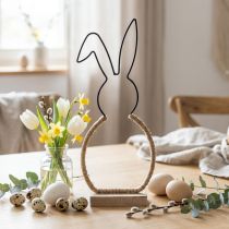 Artículo Decoración de mesa de conejito de Pascua alambre de Pascua decoración boho conejito 32cm