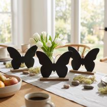 Artículo Decoración de mesa de madera decoración mariposa negro natural 15cm 6 piezas
