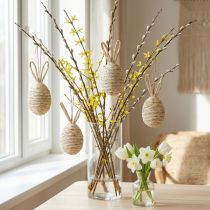 Artículo Huevos de Pascua decorativos para colgar con orejas de conejo 13,5cm 4uds