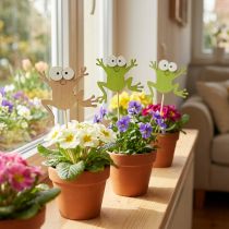 Artículo Tapón de flores rana divertido tapón decorativo madera 7,5cm 12ud