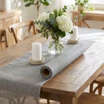 Artículo Camino de mesa gris con yute, tela decorativa 29×450cm - Camino de mesa elegante para la decoración de tu mesa festiva