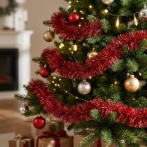 Artículo Guirnalda festiva de oropel rojo de 270 cm: brillante y vibrante, perfecta para decoraciones navideñas y navideñas